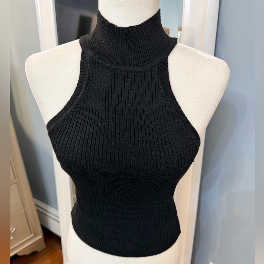 LF Black Ribbed Sleeveless Top